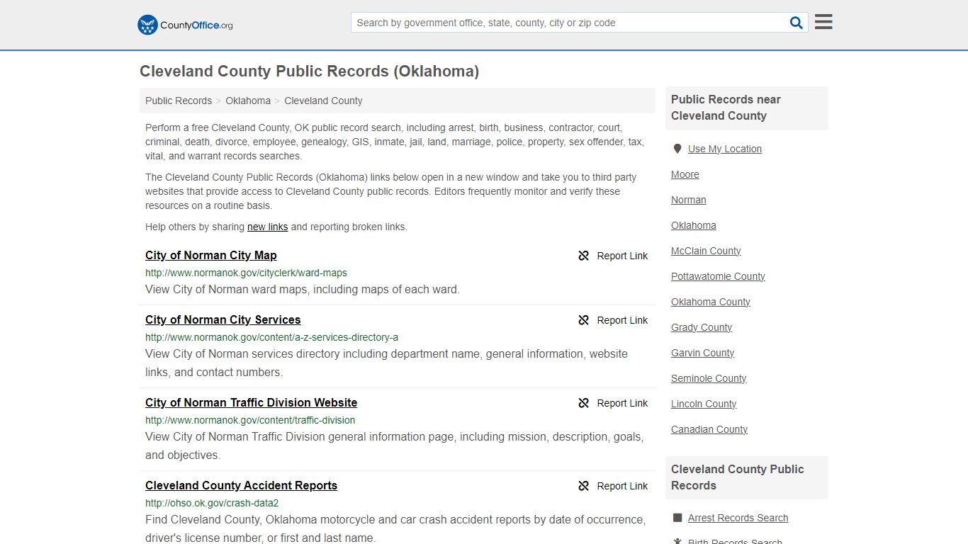 Public Records - Cleveland County, OK (Business, Criminal, GIS ...